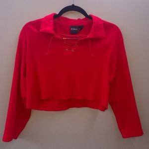 Cropped lace up top